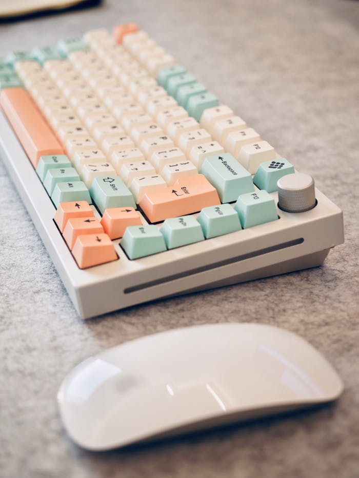 Close-Up Shot of a Keyboard and Mouse